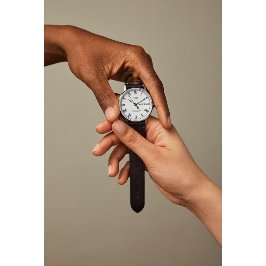 Timex ウォーターベリー トラディショナル 40mm ブラックストラップ ホワイトダイヤル 50m防水の画像