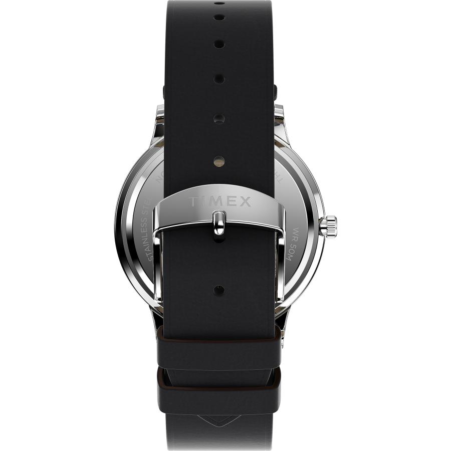 Timex ウォーターベリー トラディショナル 40mm ブラックストラップ ホワイトダイヤル 50m防水の画像