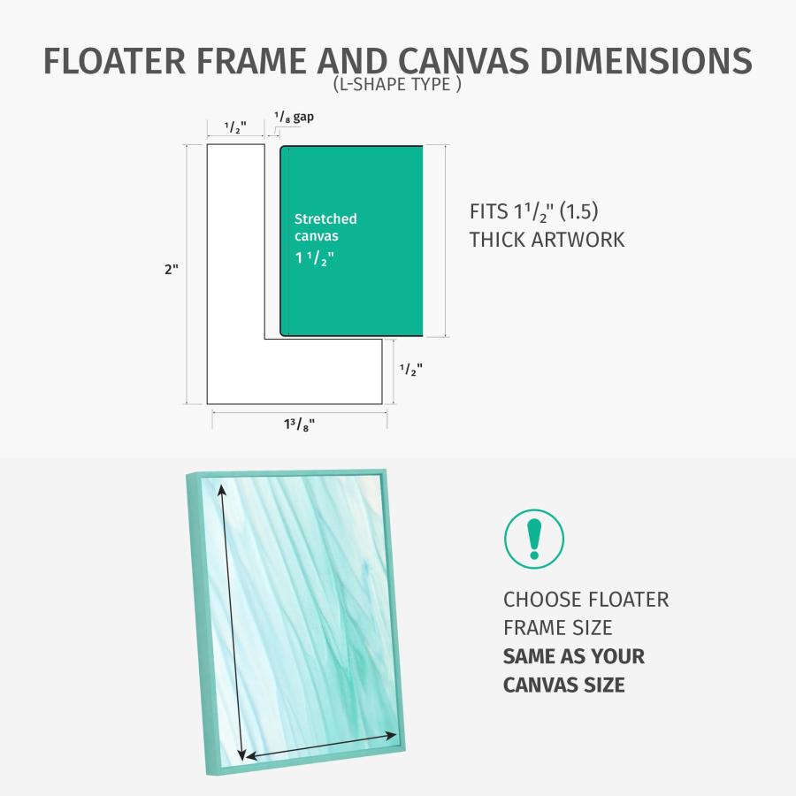 Pixy Canvas Floater Frame 24x30 for 1.5 inch Deep Canvas Paintings/Canvas Prints/Wood Canvas Panels/Wall Art/Wall Decor/Home Decor/Artwork (Brass Goldの画像