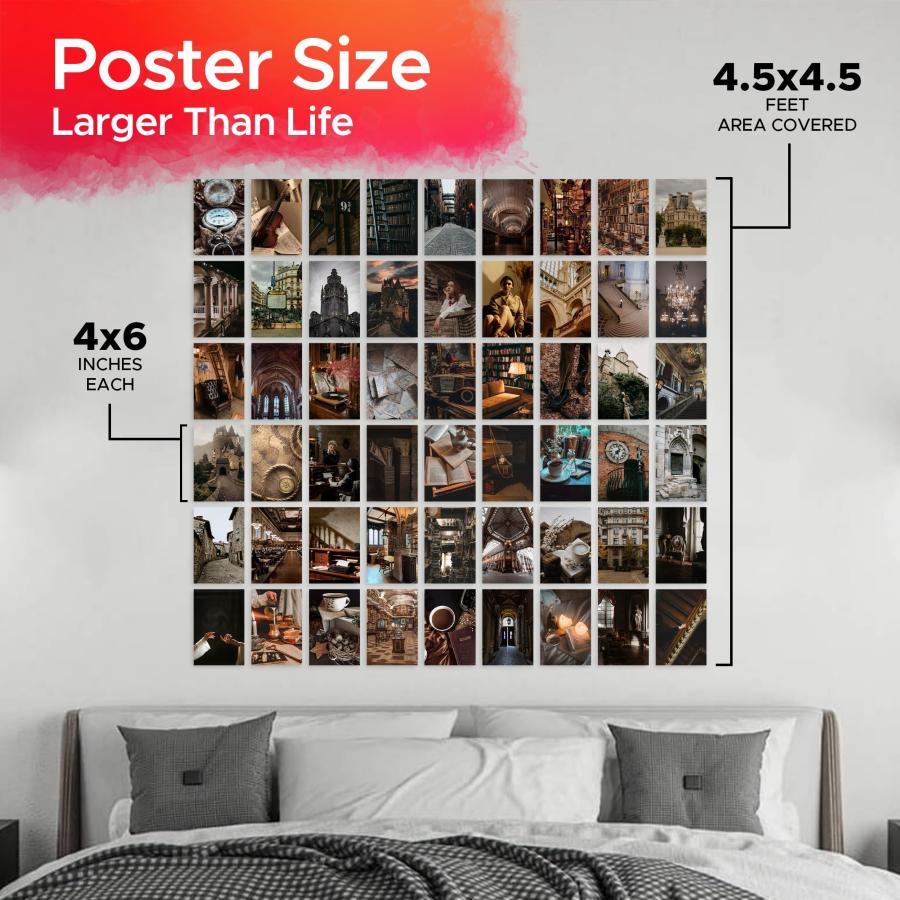 CodersParadise Pack of 54 Aesthetic Dark Academia Wall Collage Kit Posters - 4 x 6 Inches Posters for Wall Decoration - Wall Art For Bedroom, Office,の画像