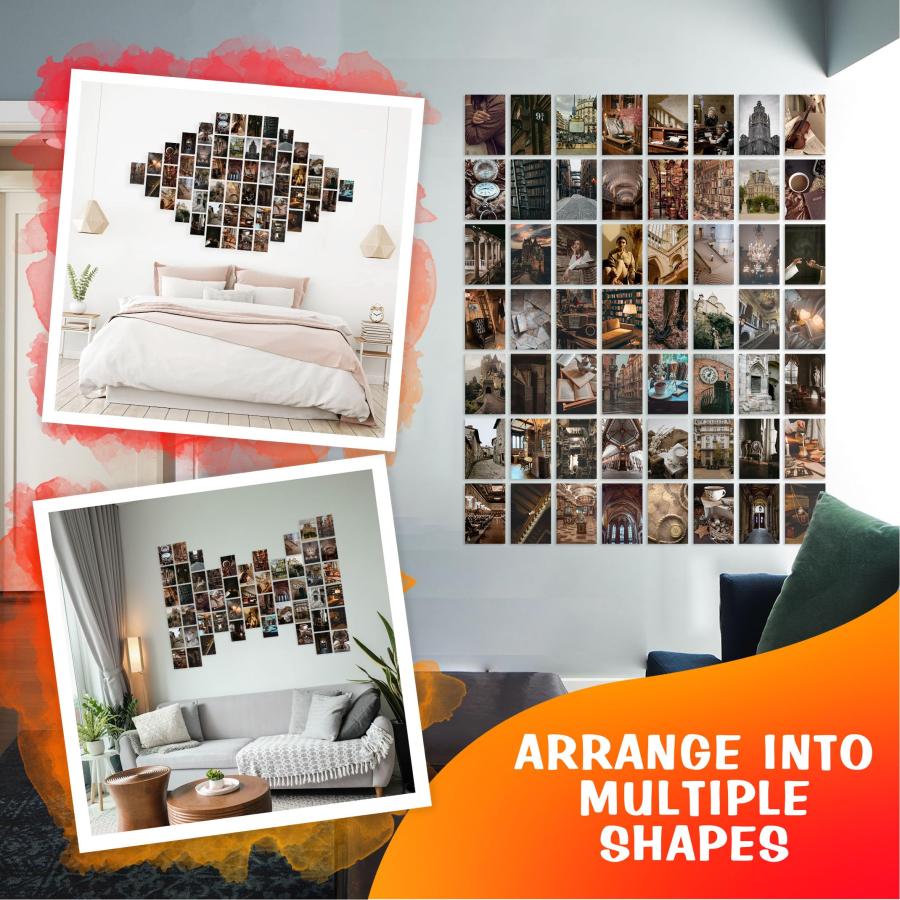 CodersParadise Pack of 54 Aesthetic Dark Academia Wall Collage Kit Posters - 4 x 6 Inches Posters for Wall Decoration - Wall Art For Bedroom, Office,の画像