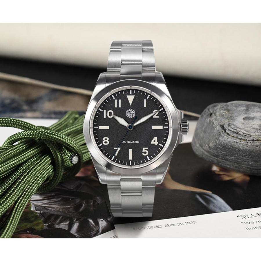 San Martin SN0132 Stainless Steel Men Sports Watch NH35 Automatic Mechanical 100m Waterproof Wristwatch (Color 1)の画像