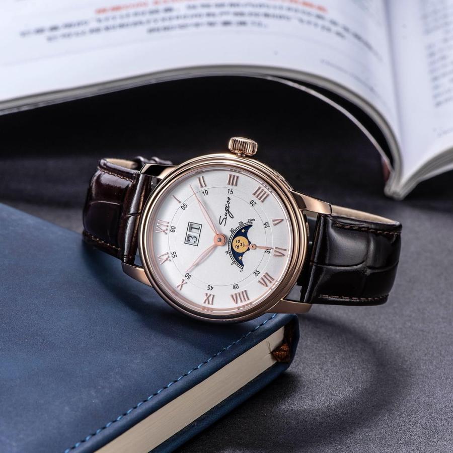 Sugess Automatic Mechanical Moonphase Men Watch Seagull Movement ST2528 Waterproof Big Date Wristwatches (Color 4)の画像