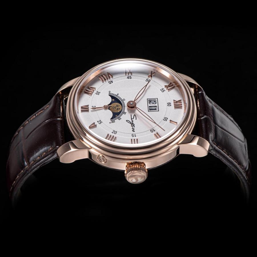 Sugess Automatic Mechanical Moonphase Men Watch Seagull Movement ST2528 Waterproof Big Date Wristwatches (Color 4)の画像
