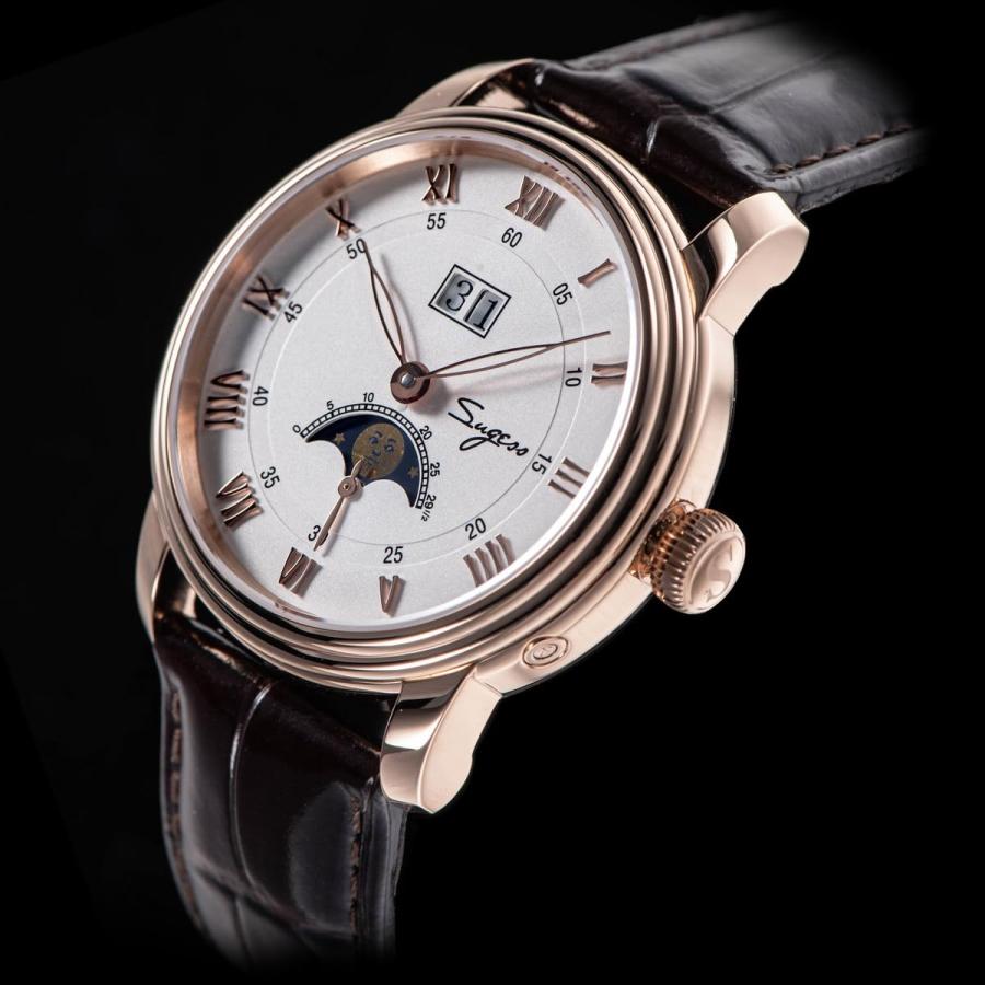 Sugess Automatic Mechanical Moonphase Men Watch Seagull Movement ST2528 Waterproof Big Date Wristwatches (Color 4)の画像