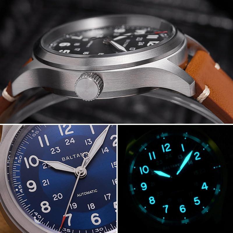 SAAKO Baltany NH35 Automatic Mechanical Military Sapphire Men's Watch 100M Waterproof Calendar Vintage Homage Watches (Color 5)の画像