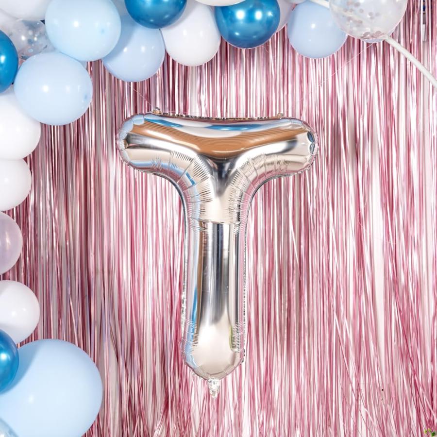 Balloonify 40インチ レターバルーン 再利用可能 パーティーバルーン 1個 - レターT セルフシール シルバーアルミニウムメタリックバルーン 防湿 内蔵ハンギング_2