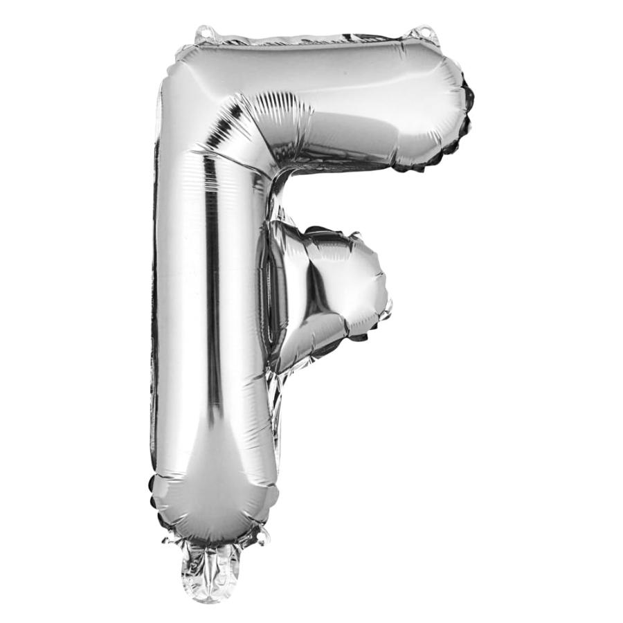 Balloonify 16インチ レターバルーン 繰り返し使えるパーティーバルーン - 文字「F」 セルフシール シルバーアルミニウムメタリックバルーン 防湿 吊り下げフィ_1