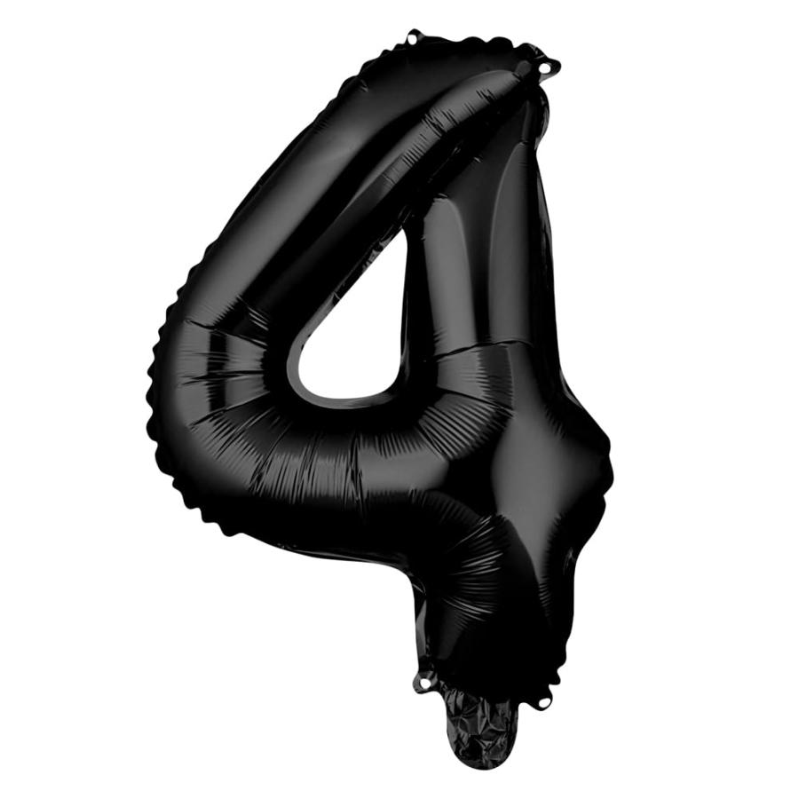 (レストランウェア) Restaurantware Balloonify 16インチ 数字バルーン 繰り返し使えるパーティーバルーン1個 - 数字「4」 セルフシール ブラックアルミニウムメ_1