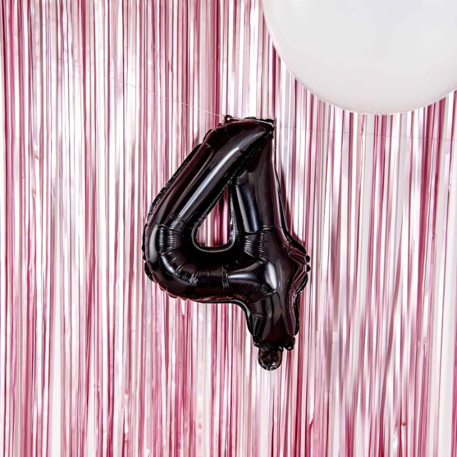 (レストランウェア) Restaurantware Balloonify 16インチ 数字バルーン 繰り返し使えるパーティーバルーン1個 - 数字「4」 セルフシール ブラックアルミニウムメ_2