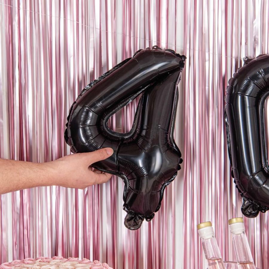 (レストランウェア) Restaurantware Balloonify 16インチ 数字バルーン 繰り返し使えるパーティーバルーン1個 - 数字「4」 セルフシール ブラックアルミニウムメ_4