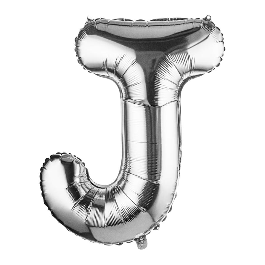 Balloonify 40インチ レターバルーン 繰り返し使えるパーティーバルーン 1個 - 文字J セルフシール シルバーアルミニウムメタリックバルーン 防湿 吊り下げフィ_1