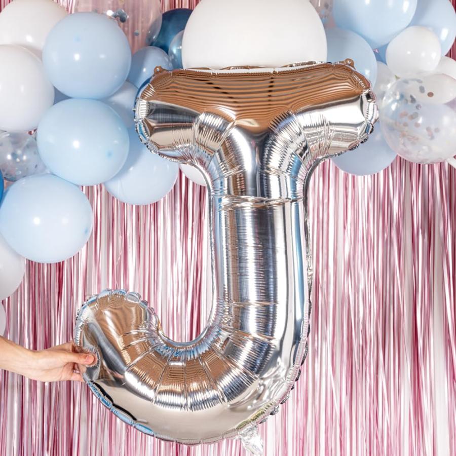 Balloonify 40インチ レターバルーン 繰り返し使えるパーティーバルーン 1個 - 文字J セルフシール シルバーアルミニウムメタリックバルーン 防湿 吊り下げフィ_4