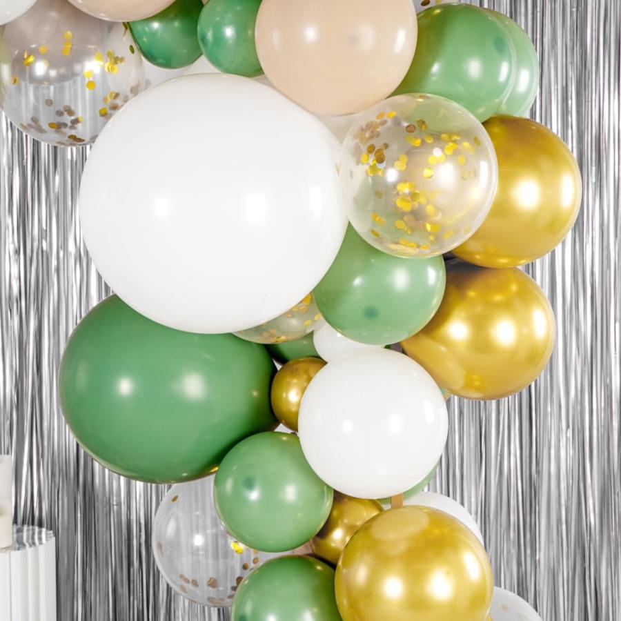 Restaurant ware Balloonifyバルーンガーランドセット パーティーバルーンデコレーションキット 116個 バルーンチェーン付き グリーン ホワイト ＆ ゴールド ラの画像