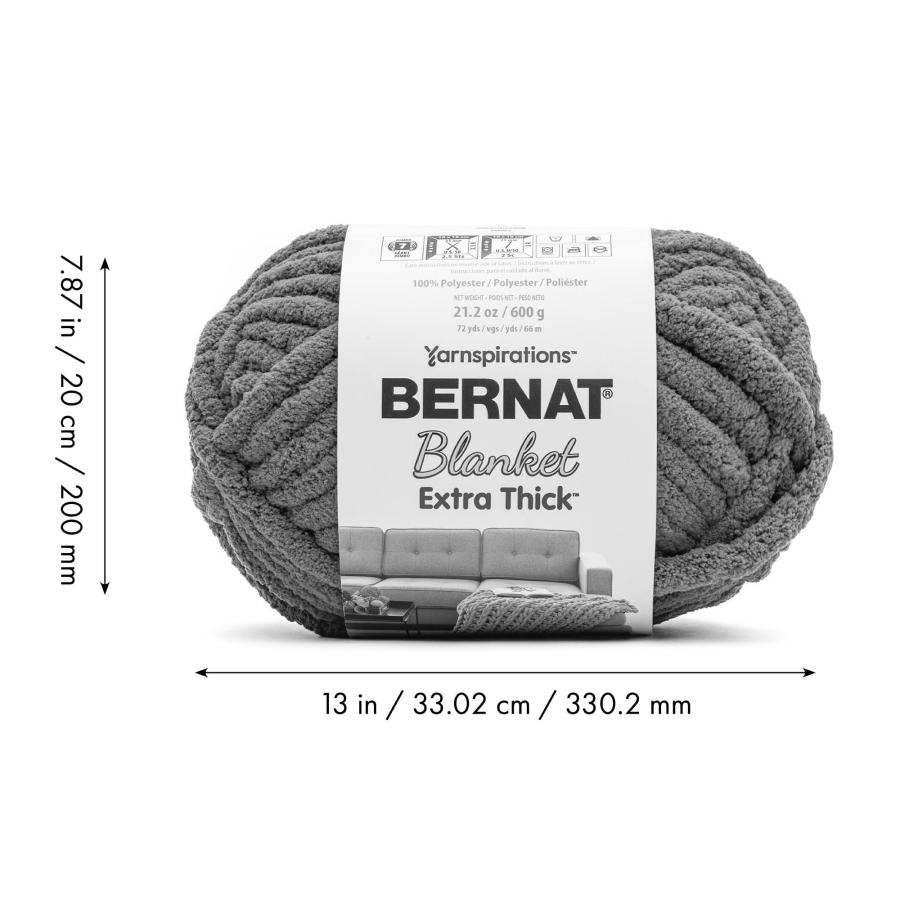 Bernat ブランケット 極厚ダークグレー糸 - 1パック 21.12オンス/598.74g - ポリエステル100% - #7 ジャンボ - 72ヤード 編み物、かぎ針編み、工芸＆あみぐるみ_6