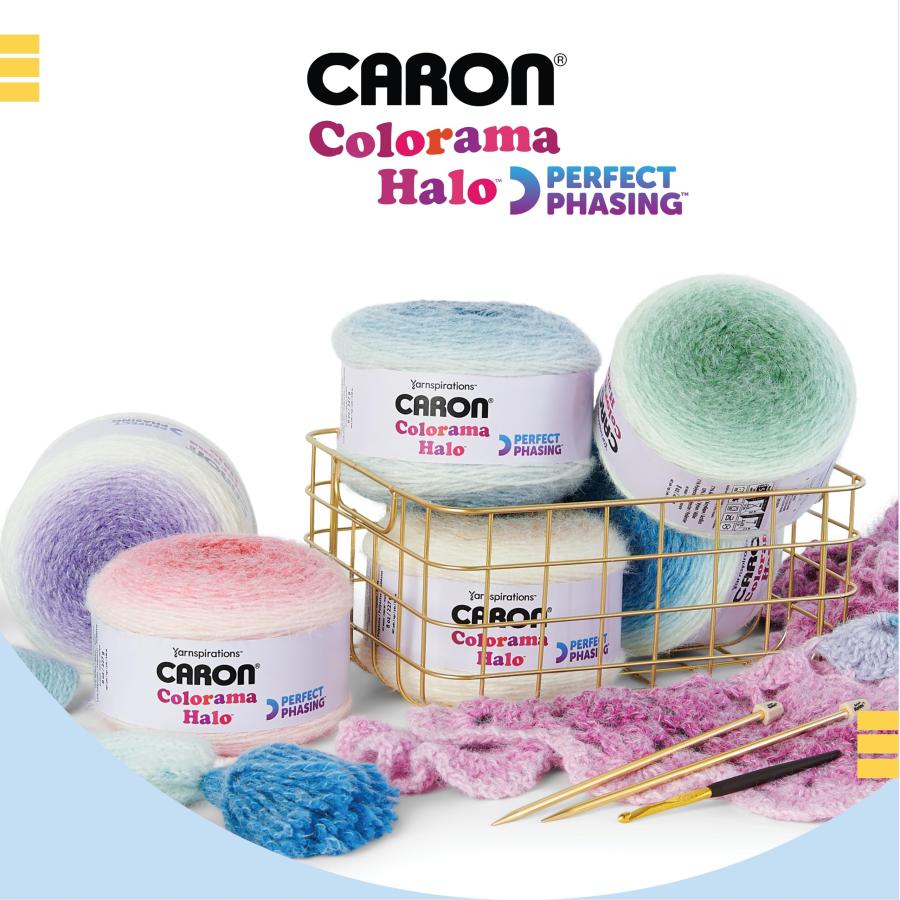 Caron Colorama ヘイローケーキ 錫と黄褐色の糸 - 2パック 8オンス/226.79g - 71%アクリル、18%ナイロン、11%ポリエステル - #5 バルキー - 編み物、かぎ針編み_3