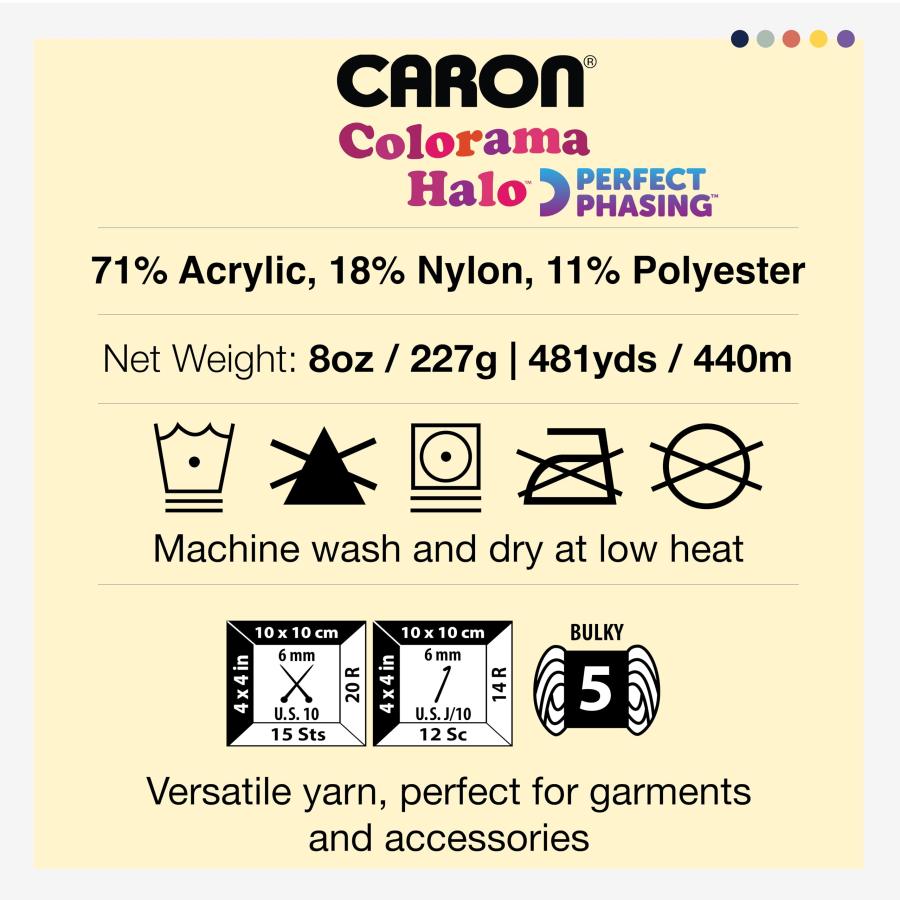 Caron Colorama ヘイローケーキ 錫と黄褐色の糸 - 2パック 8オンス/226.79g - 71%アクリル、18%ナイロン、11%ポリエステル - #5 バルキー - 編み物、かぎ針編み_6