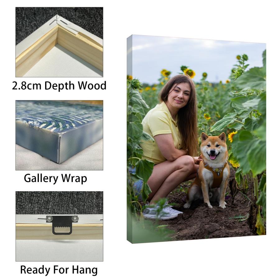 Custom Canvas Prints with Your Photos (10'' x 12'', Framed Canvas) Customized Framed Wall Art Personalized Canvas Pictures for Pet/Family Gifts for Moの画像