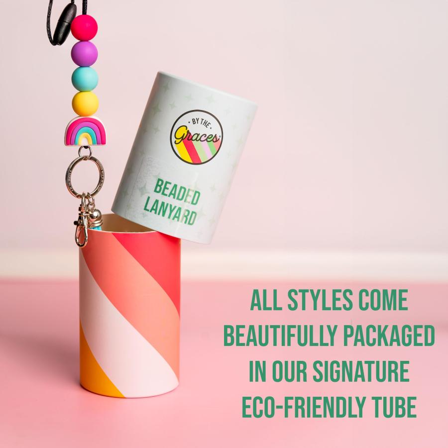 By the Graces Teacher Lanyard | Handmade Beaded Retractable Lanyard for ID Badges, Keys, ＆ Name Tags | Cute Breakaway Teacher Badge Holder Gift (Snowの画像