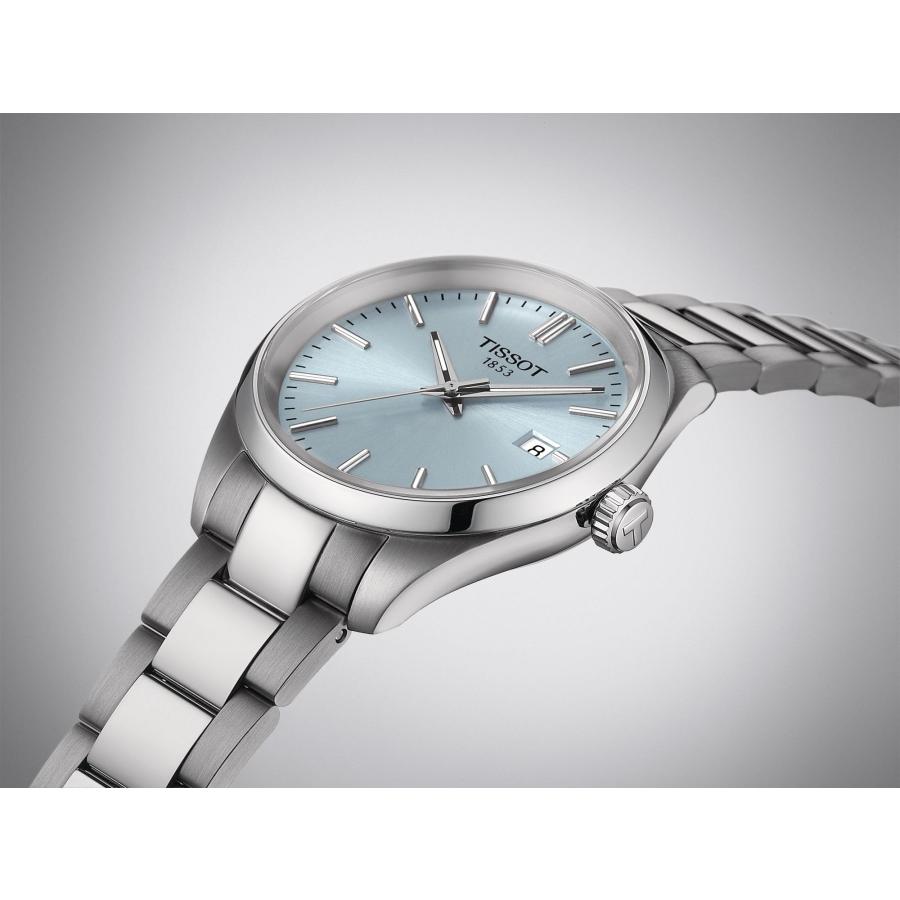 Tissot PR100 T1502101135100 34mm ユニセックス スイスクォーツ ステンレスブレスレット ライトブルー 日付の画像