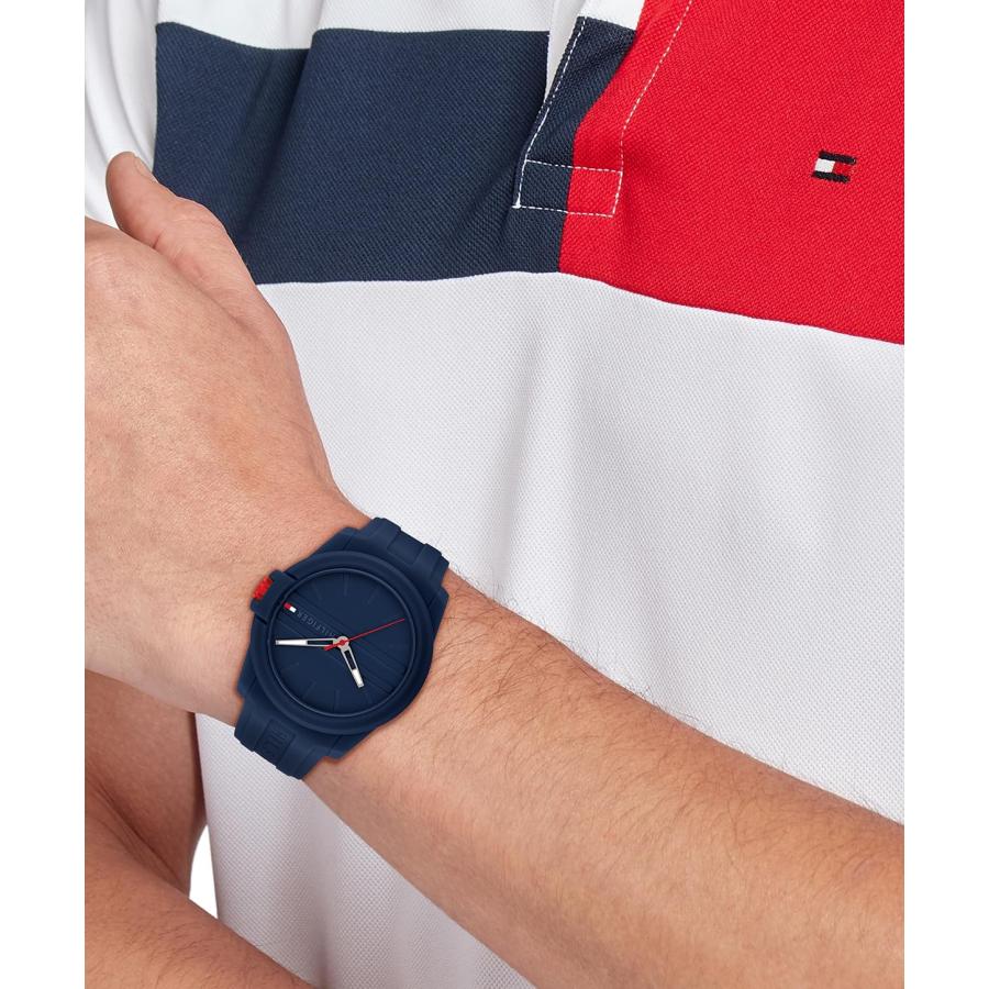 Tommy Hilfiger 1710595 メンズ腕時計 カジュアル クォーツ ステンレス×シリコン 44mm ミネラルクリスタル 5気圧防水 ネイビーの画像