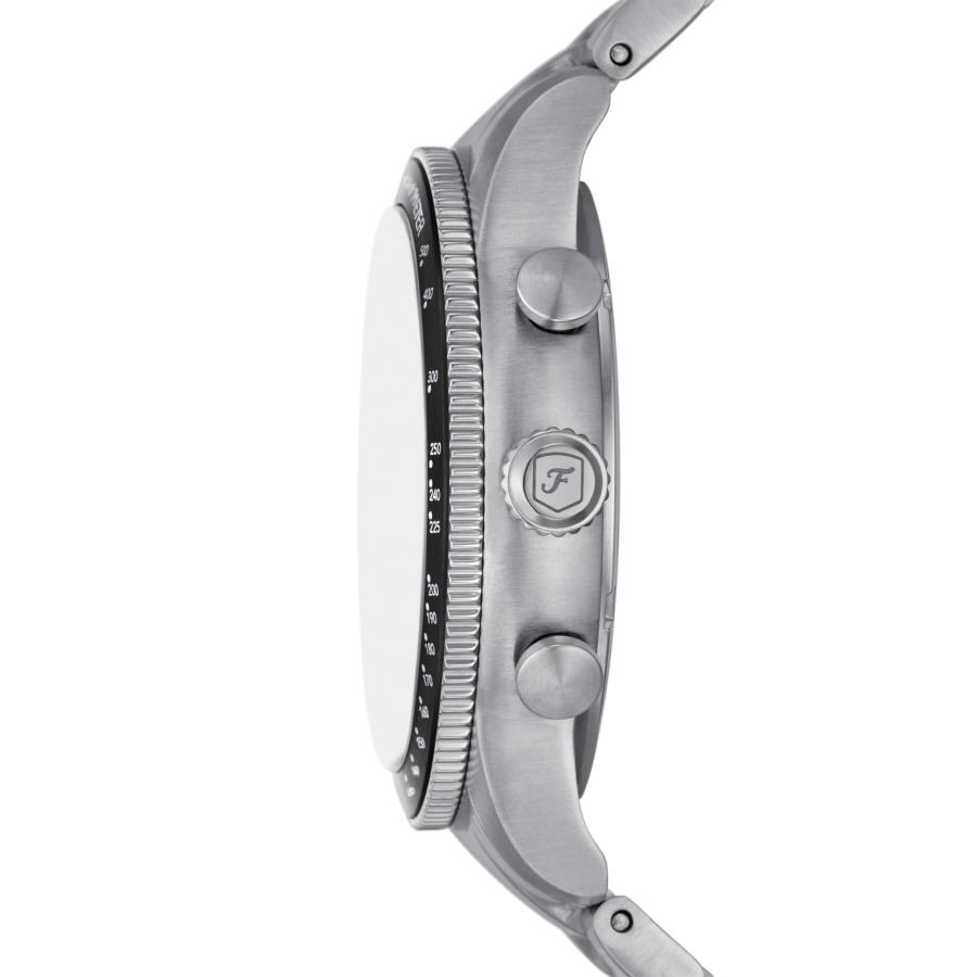 Fossil メンズ スポーツ ツアラー クロノグラフ FS6045 42mm ステンレス タキメーターベゼル 夜光 シルバー/ブラック 50m防水の画像