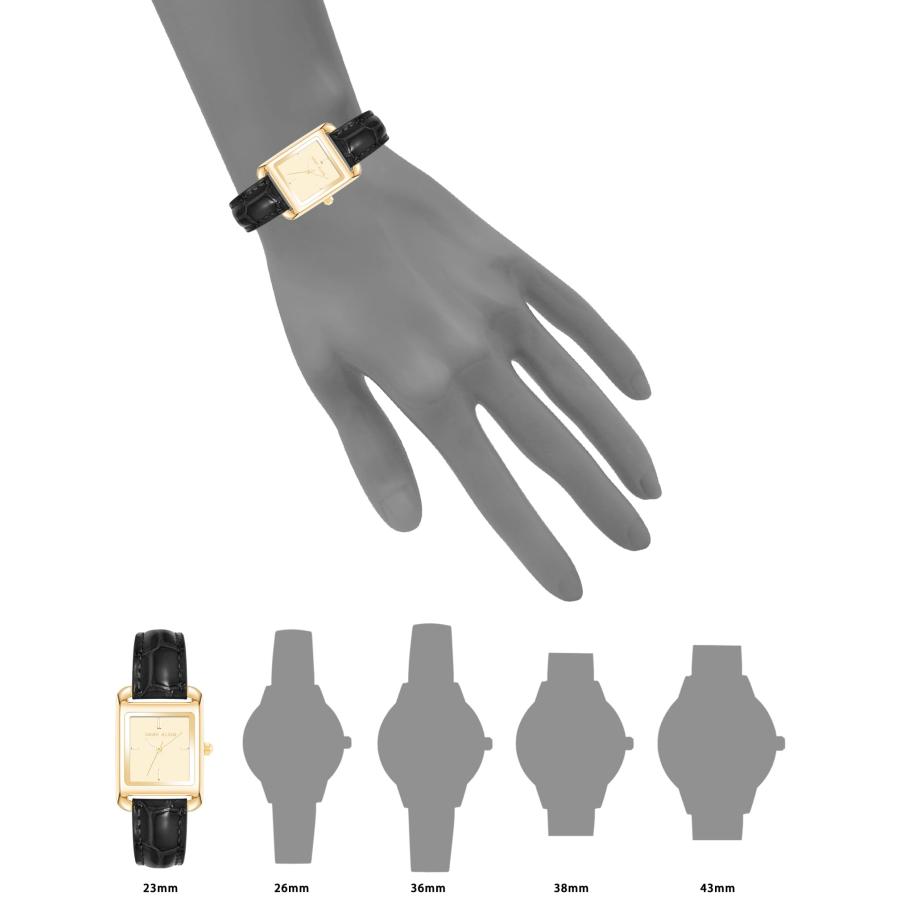 Anne Klein レディース シャイニークロコグレインレザーストラップウォッチ, ブラック///ホワイト, ストラップの画像