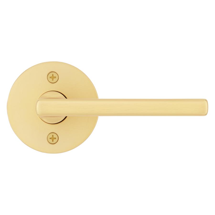 Kwikset ハリファックス ダミードアハンドル クローゼット用片面レバー フレンチダブルドア パントリー サテン真鍮 ノンターン リバーシブル インテリア プッシ_1