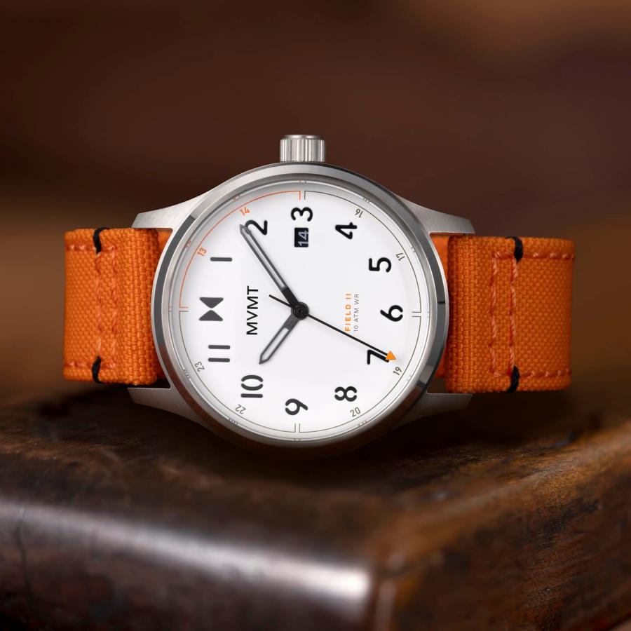 MVMT Field 3H メンズ腕時計 41mm ハンターオレンジ 10気圧防水 MIYOTA日本製クォーツ ステンレス 日付表示の画像