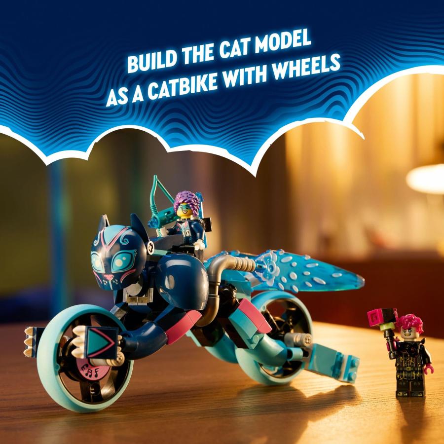 LEGO DREAMZzz Zoey's Cat Motorcycle Bike Toy with 2 Minifigures， Creative Toy for Kids Ages 7 and Up， Rebuild an Animal Figure into a Bike， 71479