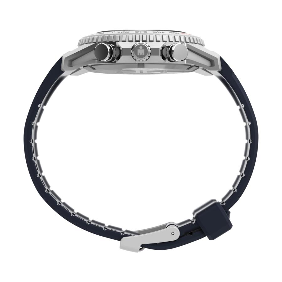 Timex Ironman Triathlon Adrenaline メンズ腕時計 48mm シルバートーンケース ブルーストラップ ブルーダイヤルの画像