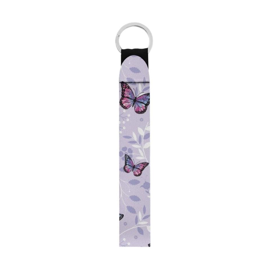 Tongluoye Butterfly Flower Wrist Lanyard Key Chain for Women Girls Multifunctional Wristlet Strap for Keys Easy To Organize Durable Keychain Holder foの画像