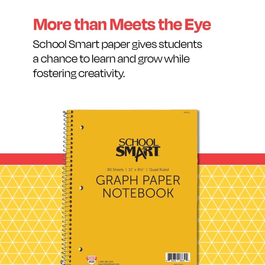 School Smart Quad Ruled Notebook， 8-1/2 x 11 Inches， 80 Sheets_4