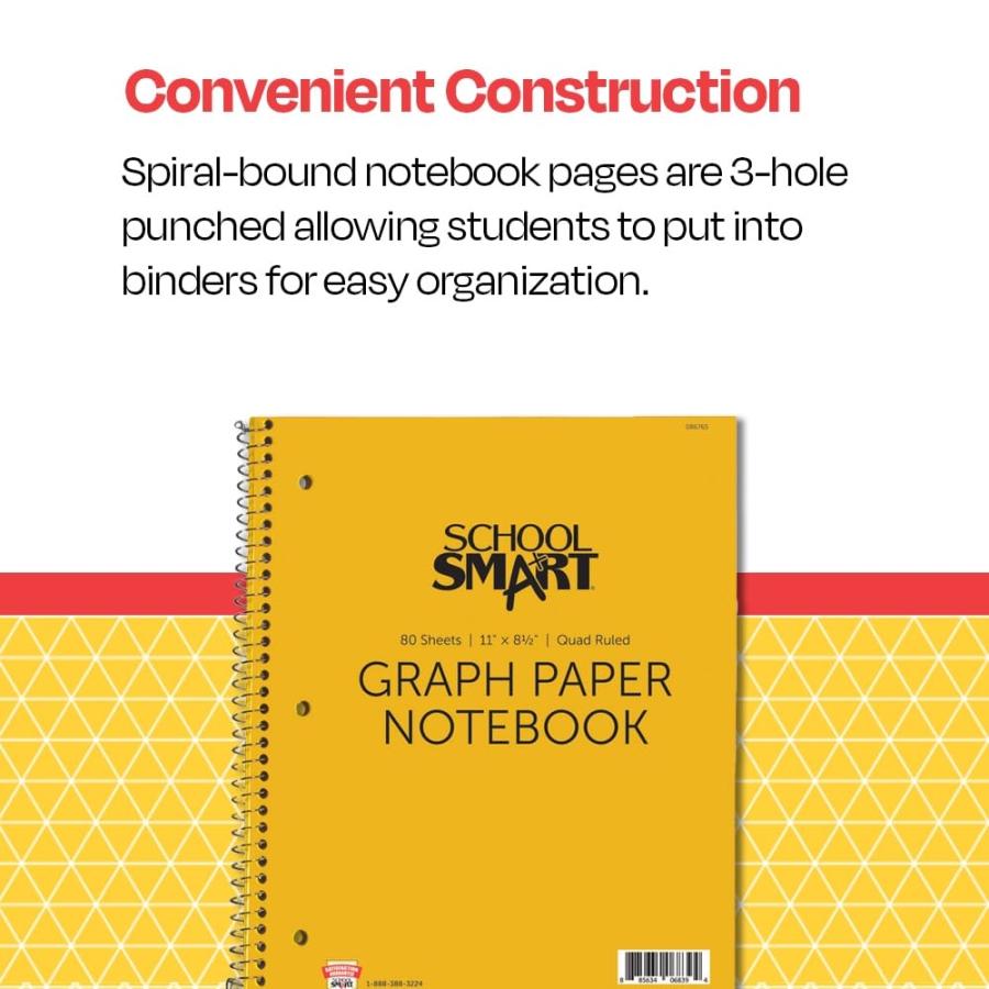 School Smart Quad Ruled Notebook， 8-1/2 x 11 Inches， 80 Sheets_5