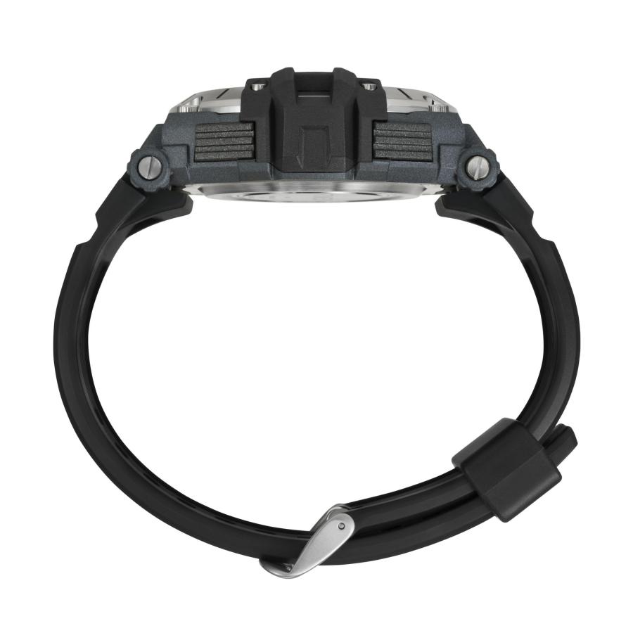 Timex メンズ デジタル腕時計 52mm ブラックケース ブラックバンド デジタルダイヤル シルバートップリング 大型フェイスの画像