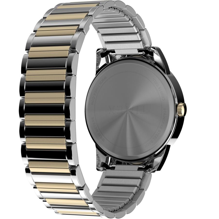 Timex イージーリーダー メンズ腕時計 40mm ホワイトダイヤル ツートーン ステンレスブレスレット 日付表示の画像