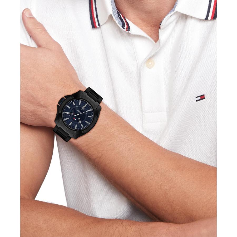 Tommy Hilfiger メンズ スポーティー 3針 クォーツ腕時計 49mm ステンレススチール 5気圧防水 ボールドデザインの画像