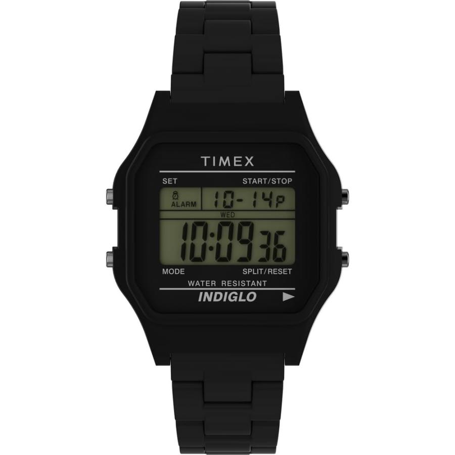 Timex T80 ユニセックス デジタル腕時計 36mm ブラック ステンレス