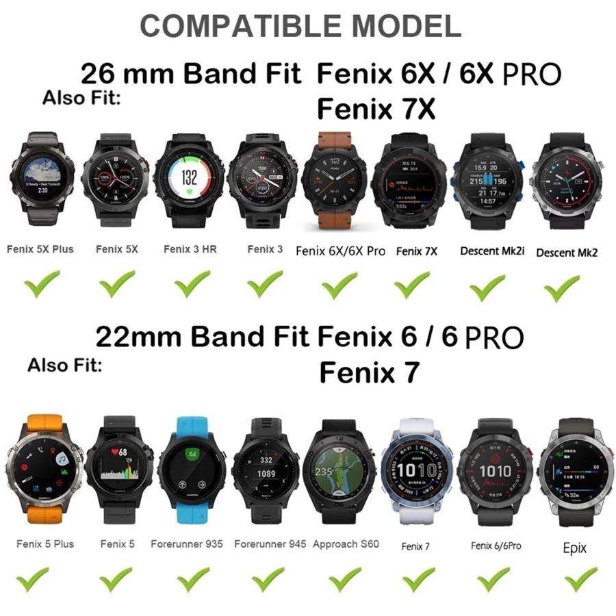 OFWAX Garmin対応 22/26mm 伸縮ナイロン腕時計ストラップ クイックフィット ブラック/ホワイト 男女兼用 交換バンドの画像