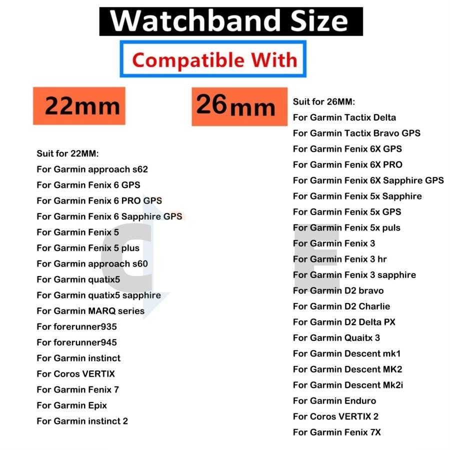 OFWAX Garmin対応 22/26mm 伸縮ナイロン腕時計ストラップ クイックフィット ブラック/ホワイト 男女兼用 交換バンドの画像