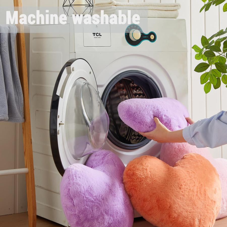 EastTreeハート枕、パープルハート型枕、ラブスローピローギフト、ウルトラソフトフェイクラビットファー小型かわいい枕、女性、女の子、子供部屋の装飾10x13イの画像
