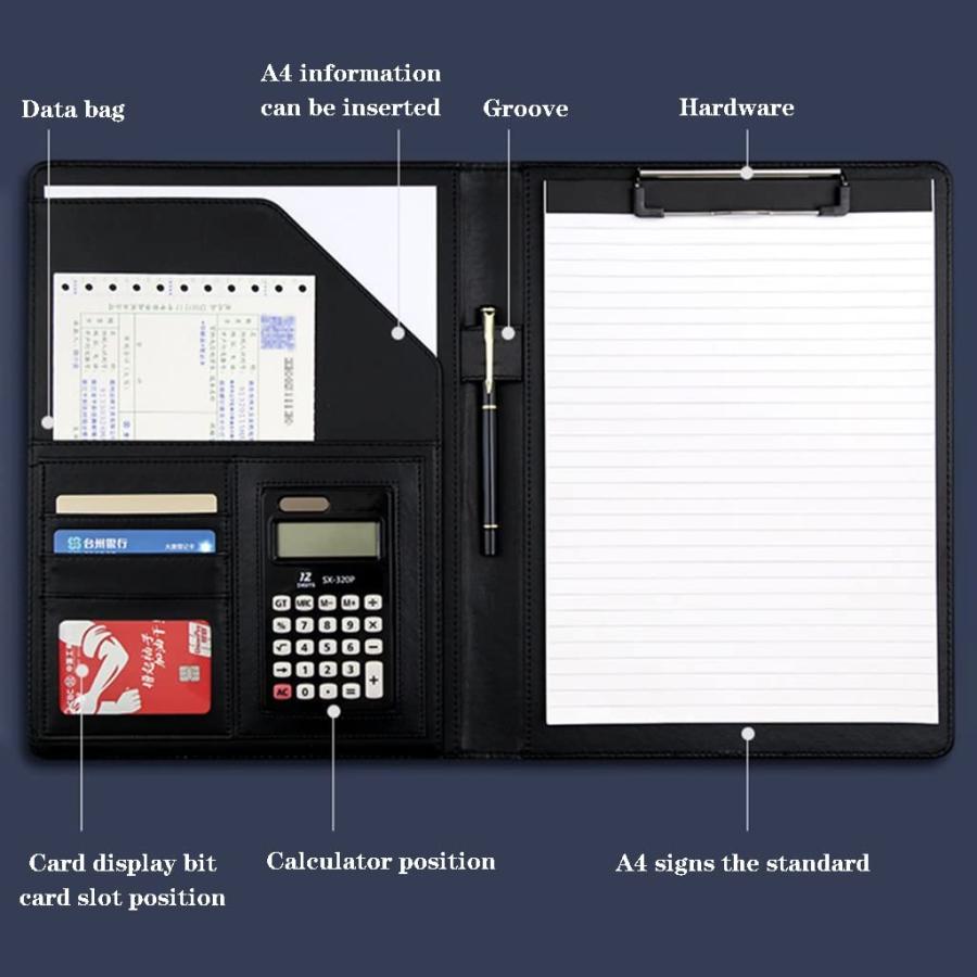 Padfolio Organizer Binder,portfolio, A4 Portfolio Organizer Folder PU Leather Business Padfolio Notebook with Letter Size Clipboard Interview/Resume Dの画像