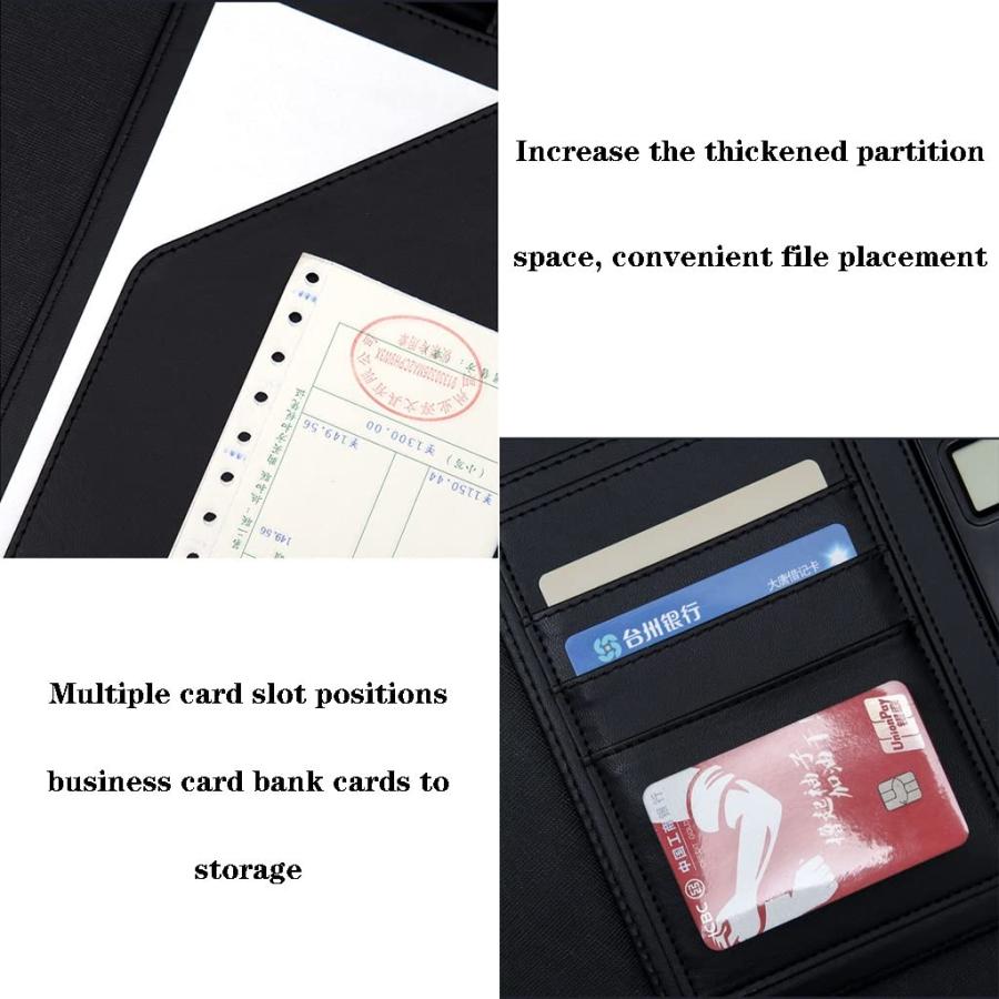 Padfolio Organizer Binder,portfolio, A4 Portfolio Organizer Folder PU Leather Business Padfolio Notebook with Letter Size Clipboard Interview/Resume Dの画像
