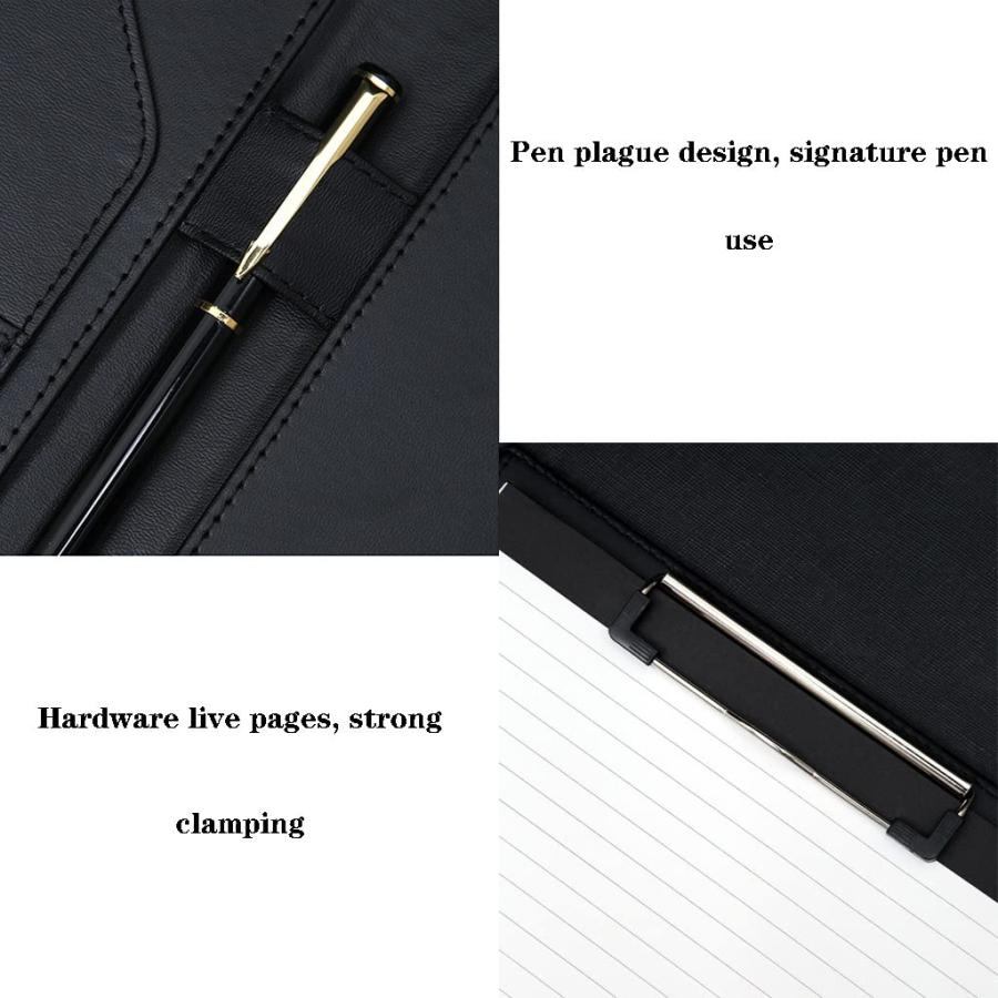 Padfolio Organizer Binder,portfolio, A4 Portfolio Organizer Folder PU Leather Business Padfolio Notebook with Letter Size Clipboard Interview/Resume Dの画像