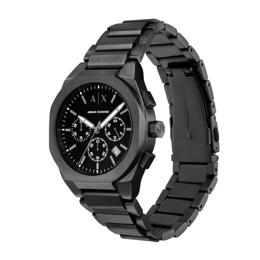Armani Exchange AX4183 Sync メンズ クロノグラフ 42mm ブラックステンレスブレスレット ブラックダイヤル 5気圧の画像