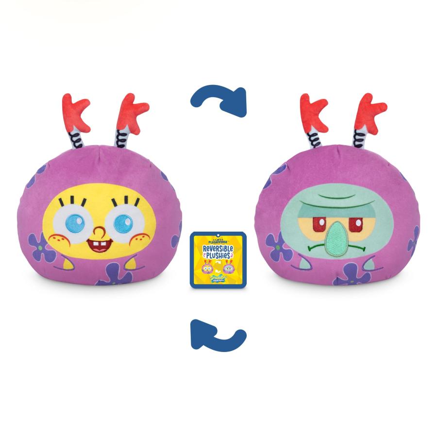 TeeTurtle スポンジボブ スクエアパンツ リバーシブル 6インチ ぬいぐるみ - Kuddly Krab スポンジボブとイカワード - かわいいかわいい柔らかいぬいぐるみの画像