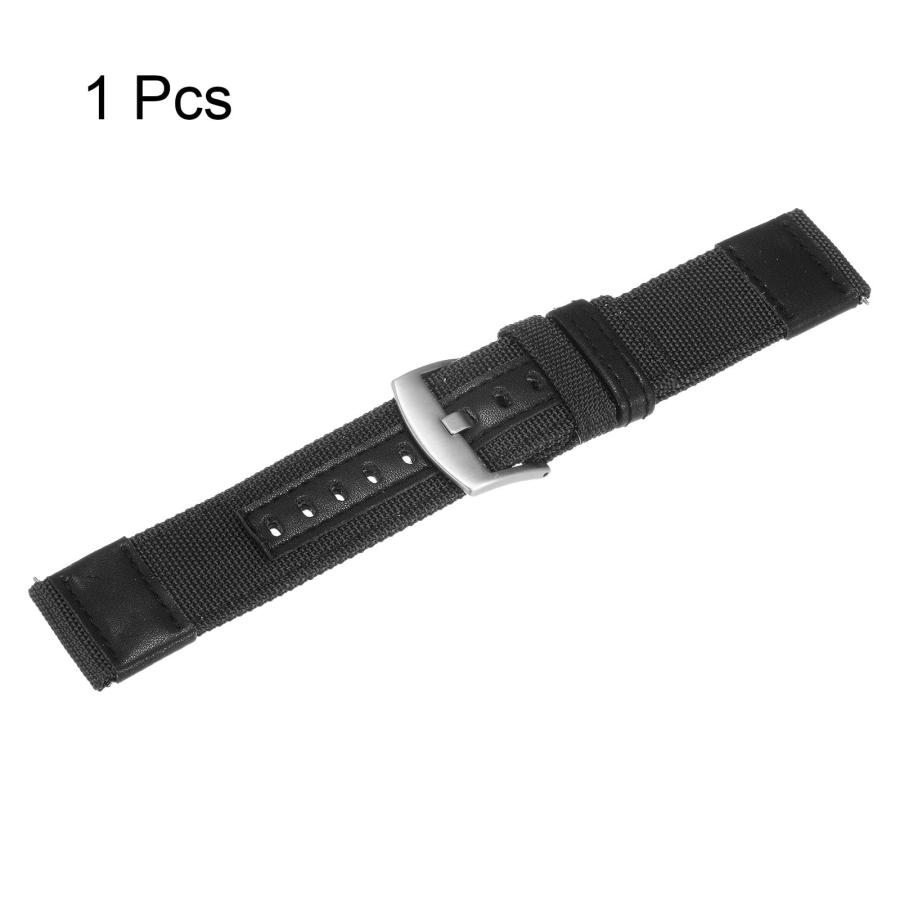 HARFINGTON ナイロン腕時計バンド 24mm クイックリリース キャンバスストラップ シルバーステンレスバックル 男女兼用の画像