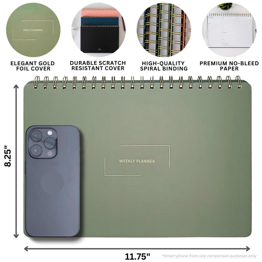 (メリーホーム) Merely Home 日付なし ウィークリープランナー | 8.25インチ x 11.75インチ 仕事用To-Doノートブック | ADHD アカデミックオーガナイザー | マルの画像
