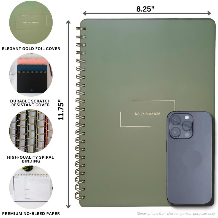 (メリーホーム) Merely Home 日付なし デイリープランナー | 8.25インチ x 11.75インチ To Doリストノート | 仕事の生産性 ADHDオーガナイザー | 男性と女性のプの画像