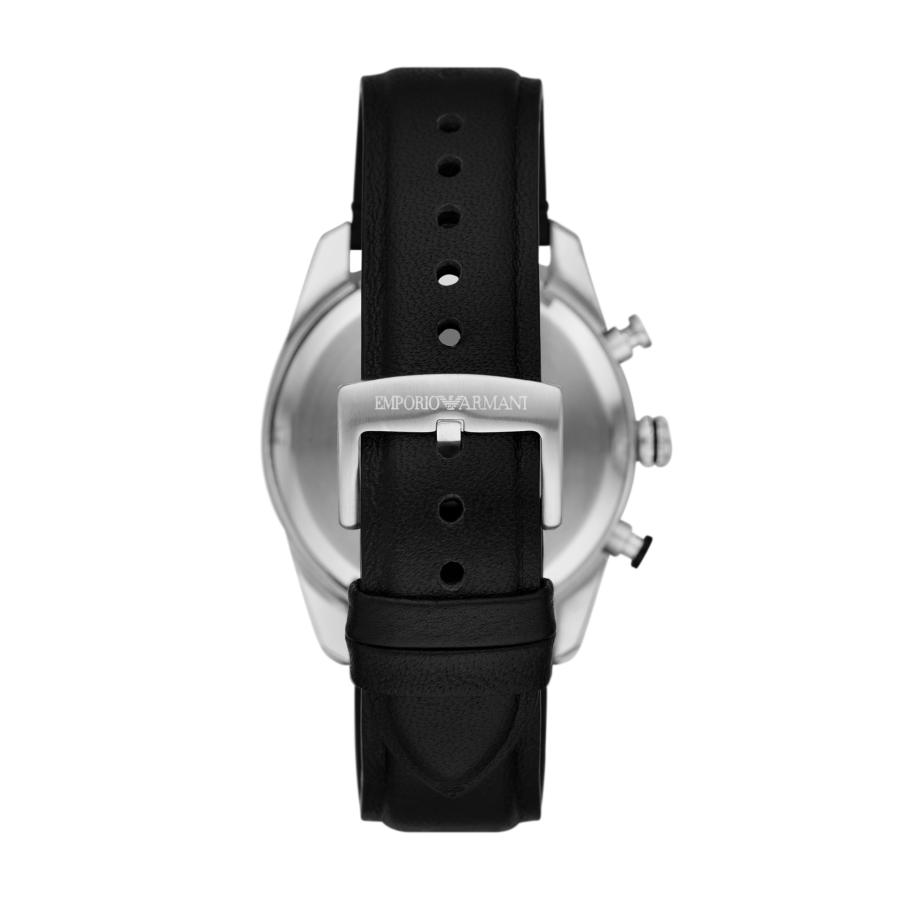 Emporio Armani AR11635 メンズ クロノグラフ 42mm ブラックパーフレザーストラップ ブラックダイヤル 5気圧防水の画像